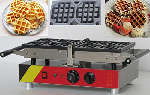 Hanchen Commerical Home Use 4Pces Non-stick Electric Belgian Waffle Maker Baker Machine Waffle Toaster (220V)