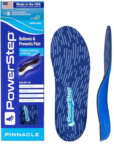 PowerStep Pinnacle Insoles, Plantar Fasciitis Relief (M 10-10.5, W 12-12.5)