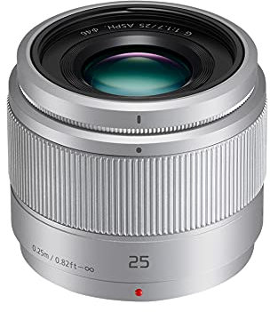 Panasonic Lumix 25mm F1.7 | Objectif à focale fixe H-H025E-S (Grand angle 25mm, Grande ouverture F1.7, Ultra compact, equiv. 35mm : 50mm) Silver – Compatible monture Micro 4/3 Panasonic & Olympus