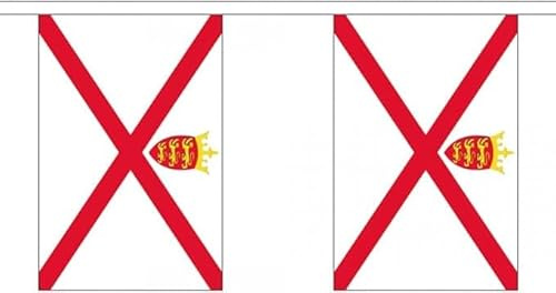 Flagtex Jersey Rectangle Fabric Bunting – 9m with 30 Flags – Fabric for Indoor & Outdoor Use – String Flags Banners Channel Islands British Crown Dependency UK