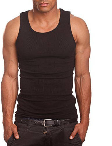 Mens A-Shirts 3 Pack Undershirt, 4XL, Black