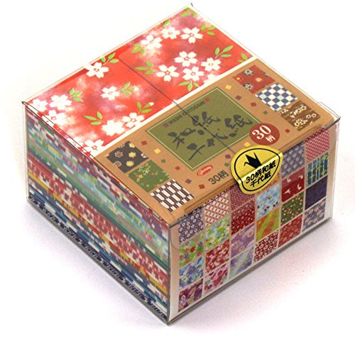 Carta Origami - Box Set di Carta Washi Chiyogami - 30 Motivi Assortiti - 12 Fogli per Motivo - Retro Bianco - 360 Fogli Totali - 7,5cm x 7,5cm