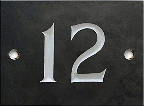 Engraved Slate House Number Sign - 1 to 99 (Select Your Number here) - Number 12 (Same Day Dispatch by 1st Class Post!!!)
