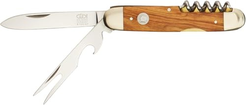 GÜDE Solingen - Taschenmesser geschmiedet, 7 cm, Olivenholz, ALPHA OLIVE, Doppelkropf, Handmade Germany