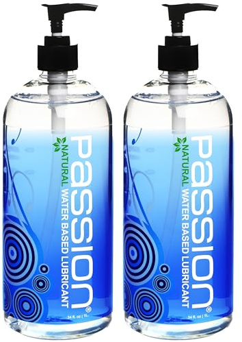 Passion Natural Water-Based Personal Lubricant Twin Pack, Premium, Non-Sticky, Easy-to-Clean Formula for Smooth, Comfortable Use - 34 Fl Oz (Pack of Two)