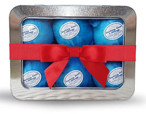 Rejuvelle Bath Bomb Gift Set -6 All Natural Soothing Sinus, Allergy, And Congestion Relief Fizzies. Eucalyptus, Peppermint Essential Oils to Help You Breathe Easy! Enjoy a Moisturizing Fizzy Fun Bath.