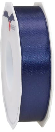 PRÄSENT C.E. Pattberg Satin dunkelblau, 25 m Satinband zum Einpacken von Geschenken, 25 mm Breite, Geschenkband zum Dekorieren & Basteln, Dekoband, Anlass
