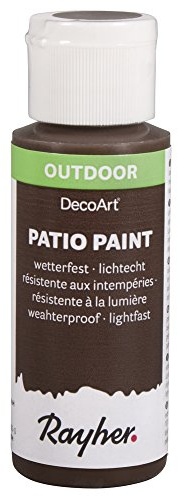 Rayher 38610544 Patio Paint, kastanie, Flasche 59 ml, wetterfeste Acrylfarbe für Den Außenbereich, lichtecht, Farbe für Innen und außen, Outdoor-Farbe