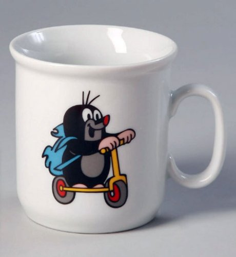 Trullala Porzellantasse, Kindertasse, der kleine Maulwurf, aus der ''Sendung mit der Maus'' Motiv: Roller