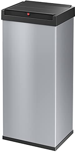 Hailo Big-Box Swing XL Mülleimer - 1 x 52 Liter - selbstschließender Schwingdeckel - Stahlblech - Müllbeutel-Klemmrahmen - Mülleimer Küche rechteckig - Abfalleimer made in Germany - silber