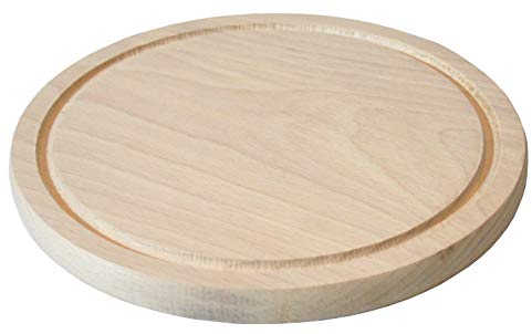 EFO Holzbrett rund ⌀20cm | Schneidebrett Holz aus Naturholz für schonendes, messerschonendes Schneiden | Küchenbrett zum stilvollen Servieren | Brotzeitbrett für Küche, Grill und Picknick | Buchenholz