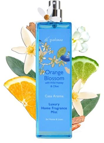 Di Palomo Orange Blossom Luxury Home Fragrance Mist 100ml. Air Fresheners for Home & Fabric Spray. Enjoy Fragrance in Every Room Spray. Air Freshener Room Spray for Home. Glass Bottle for Home Decor.