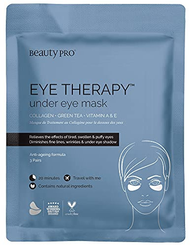 BEAUTYPRO EYE THERAPY Under Eye Gel Patches Natural Green Tea Extract Pads Collagen Skincare Masks for Puffy Eyes Dark Circles & Wrinkles Vegan 3 Pairs Multi Award Winning Brand