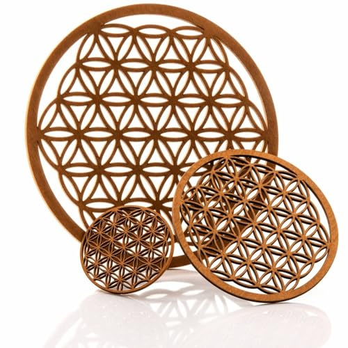 MC-TREND® Flor de la Calidad de la Madera La Vida en un Conjunto de 3 (Ø 7 cm, 10 cm, 17 cm)