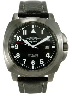 SkyTimer 507545032 Herren Uhr Flieger Automatik mit Leder Armband