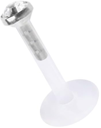 Modern Nature Piercing-Schmuck Ein Lippenstecker, Teflon Labret Stecksystem Stahl 1,2 mm + Stein 2,5 wählbar in vielen Farben