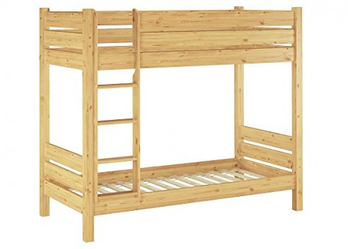 Erst-Holz®Etagenbett für Erwachsene Kiefer-Massivholz 100x200 Nische 100 teilbar Rollroste 60.16-10T100
