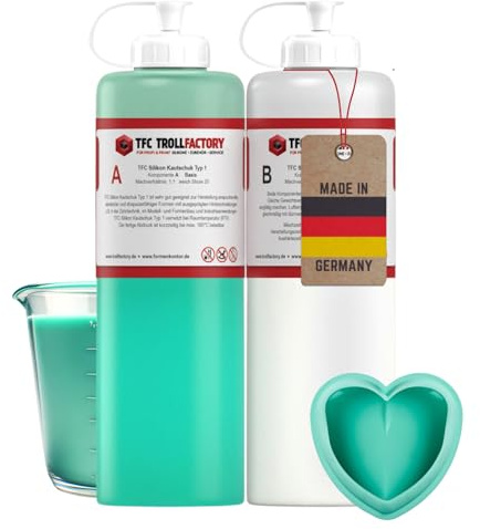 TFC Silikon Kautschuk Typ 1 - Hochdetailliertes Abformsilikon 2 KG - 2 Komponenten Silikon zur Herstellung von Silikonformen oder zum Gießen - Optimal für Objekte bis zu 30 cm