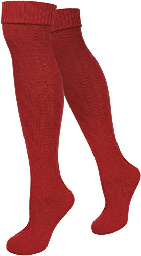 normani Lange Trachtensocken Trachtenstrümpfe Zopf Socken meliert Farbe Rot Größe 35/38
