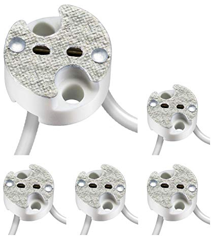 ledscom.de 5 Stück GU5.3/G4 Fassung, Keramik, weiß, 12V AC, max. 25W