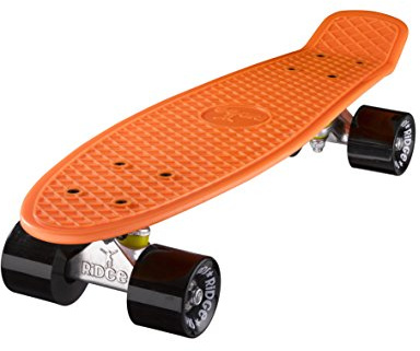 Ridge Skateboards Mini Cruiser Skateboard, Arancione/Nero, 22