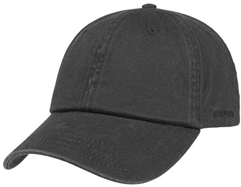 Stetson Rector Basecap - Cap für Damen/Herren - Sonnenschutz-Cap aus Baumwolle (UV-Schutz 40+) - Baumwollcap größenverstellbar (55-60 cm) - Baseballcap Sommer/Winter schwarz One Size