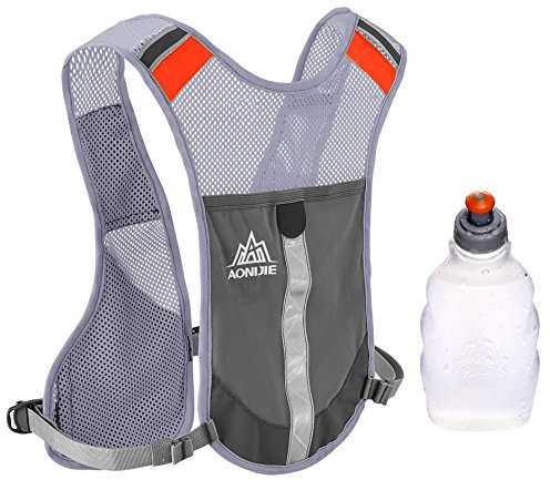 Premium Reflective Vest Give Sport Water Bottle as Gift for Running Cycling Clothes for Women Men Safety Gear with Pocket 3M Scotchlite with Reflective High Visibility for (Grey)