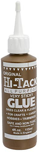 Hi-Tack Original All-Purpose Very Sticky Glue – 115ml Strong, Flexible, Clear-Drying Adhesive for Fabric, Wood, Paper, Metal & Crafts Safe, Non-Toxic, Heat-Resistant Counter-Top Stand Display
