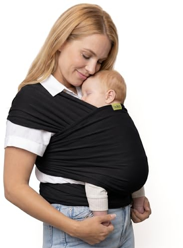 Boba Baby Wrap Carrier – Original Baby Sling Carrier for Newborns (7–35 lbs), Soft, Secure, Hands-Free & Ergonomic, Ideal for Comfortable Bonding, New Parents (Black)