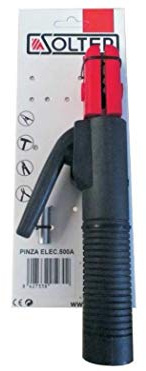 Solter Pinza Porta Electrodos 500A MMA – Pinza de Soldadura con Mordaza Multiposición 45°/90°/180°, Alta Conductividad, Mango Aislante Termoestable, para Soldadura por Electrodo