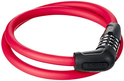 ABUS Kabelschloss Numerino 5412C/85/12 - Fahrradschloss mit praktischen Zahlenwalzen Sicherheitslevel 3-85 cm - Rot