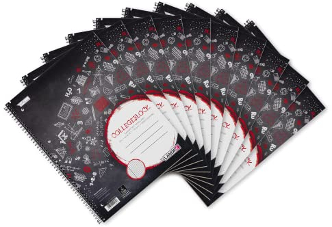 Landré Collegeblock A4 kariert mit Rand, 80 Blatt, schwarz, gelocht, 10 Stück