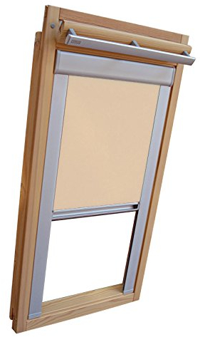 Hochwertiges Verdunkelungsrollo Rollo mit Seitenschienen für Velux DKL/DKU-EP GGU,GPU,GHU,GTU FK06 beige-karamell // Verdunkelungsrollo/Verdunkelungs-Rollo/Fensterrollo