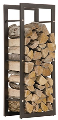 CLP Kaminholzregal Keri In Metall-Optik In Matt Schwarzem Design | Stabiles Metall-Gestell In 8 Größen I ohne Rückwand, Größe:25x60x100 cm
