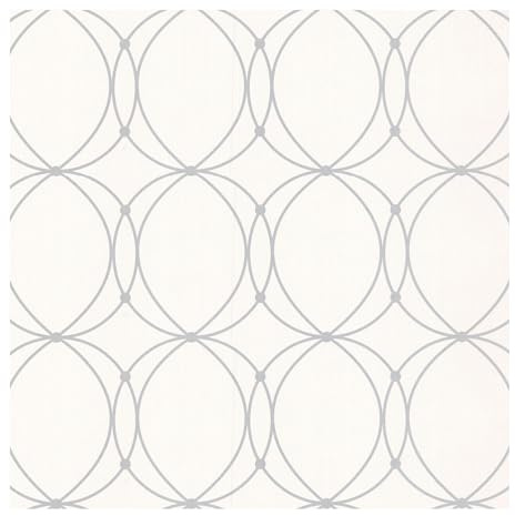 Boutique Darcy Circular Print White/Silver Wallpaper