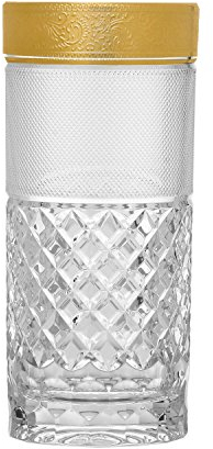 ARNSTADT KRISTALL Longdrinkglas Rococo (14 cm) Kristallglas mundgeblasen · handgeschliffen · Handmade in Germany · inkl. 24 KARAT Goldrand