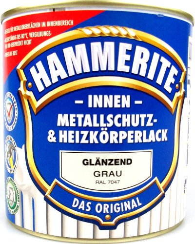 AKZO NOBEL (DIY HAMMERITE) Innen Metallschutz- und Heizkörperlack glänzend 0,500 L, 5117866, Grau