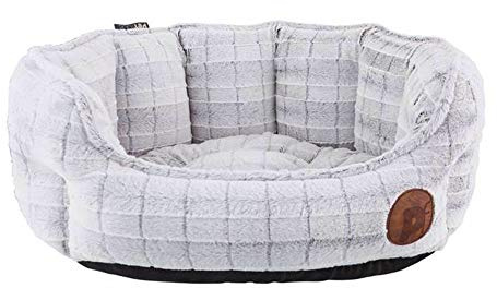 Petface Plush Oval Dog Bed with Removeable Cushion, Machine Washable, Small (Pack of 1)