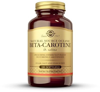 Solgar Natural Source Oceanic Beta Carotene Softgels - Pack of 180 - Fight Free Radicals - For Daily Use - Gluten Free, Gold