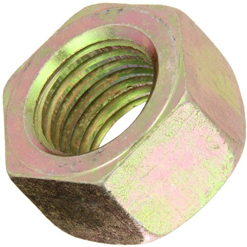 Steel Hex Nut, Zinc Yellow-Chromate Plated, Grade 8, ASME B18.2.2, 1-1/8-7 Thread Size, 1-11/16 Width Across Flats, 31/32 Thick (Pack of 5)