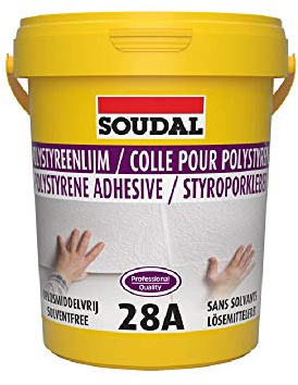 Soudal 28A Styroporkleber für weiche/harte Styroporplatten an Wand + Boden 1Kg Weiß
