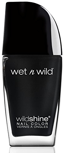 Wet n Wild, Wild Shine Nail Color, Nagellack ohne Formaldehyd, Toluol und Phthalate, langanhaltende Formel die schnell trocknet, Black Crème