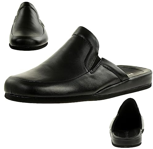 Rohde 6607 - Zapatillas de casa de Cuero para Hombre, Color Negro, Talla 40