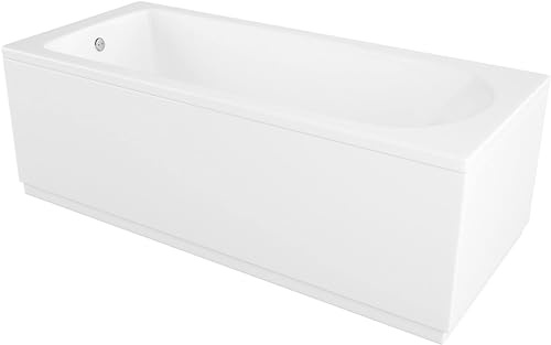 VeeBath Rosina Bathroom White Gloss Bath Single Ended Curved Acrylic Bathtub with Adjustable Feet - 1800 x 800mm