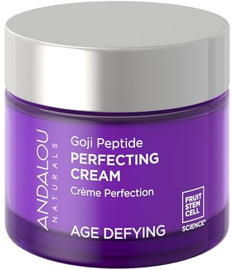Andalou Naturals Goji Peptide Perfecting Cream - Age Defying Face Moisturizer with Resveratrol, CoQ10 - Supports Skin Collagen and Elastin, Improves Appearance of Wrinkles & Signs of Aging - 1.7 fl oz