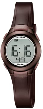 CALYPSO Reloj Digital Mujer de Caucho Marrón - Resistente al Agua 10 ATM Fecha y Calendario, Cronógrafo, Doble Horario, Luz, Alarma, 12 y 24 Horas - Special Prices K5677/6