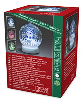 Konstsmide Glaskugel Schneemann, mit 3 Funktionen, 6h Timer, RGB-Farbwechsel, 1 RGB Diode, batteriebetrieben, Innen - 3408-000, Bunt