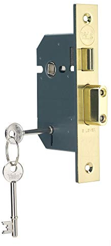 Yale P-M550-PB-65 5 Lever Mortice Sashlock, Visi Pack, Suitable for External Doors, Brass Finish, 2.5 Inch/64 mm