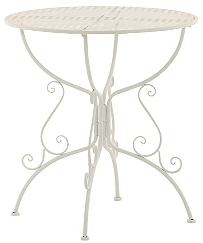 CLP Tavolino In Ferro Da Giardino Amanda I Tavolo Rotondo Da Balcone Stile Liberty I Tavolino Da Caffè Per Bistrot Ø 70 CM, Colore:bianco