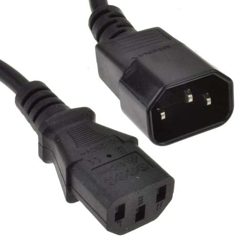 kenable Power Extension Cable IEC Male to Female C14 to C13 UPS Lead Kettle Cord VDE Approved 10A 1.8m Black